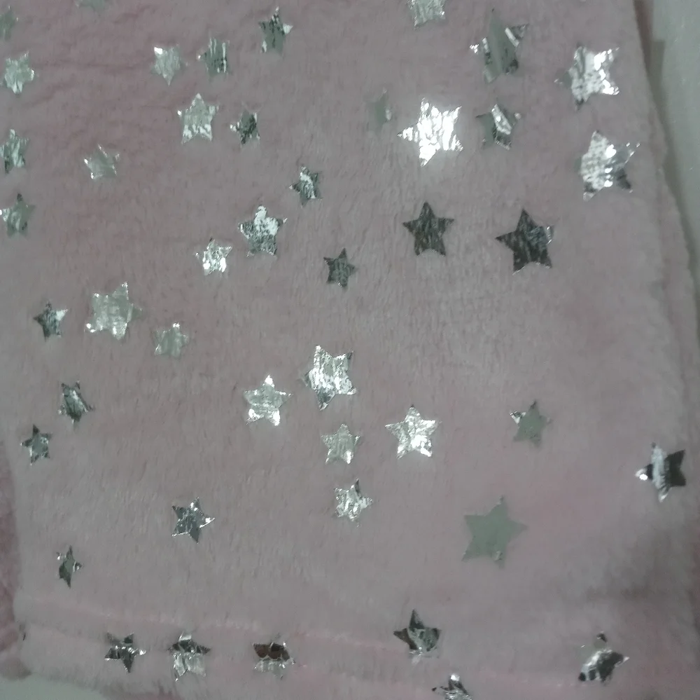 More than Magic Calm barbie pink Faux Fur Silver Stars Fleece Pajama Shorts L